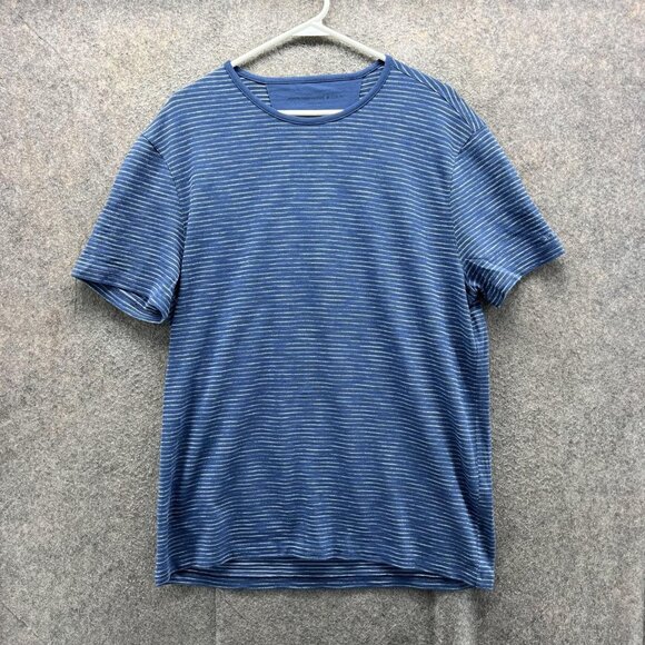 John Varvatos Shirt Mens Large Blue Stripe Crewneck Soft Knit Casual Tee - Picture 1 of 10